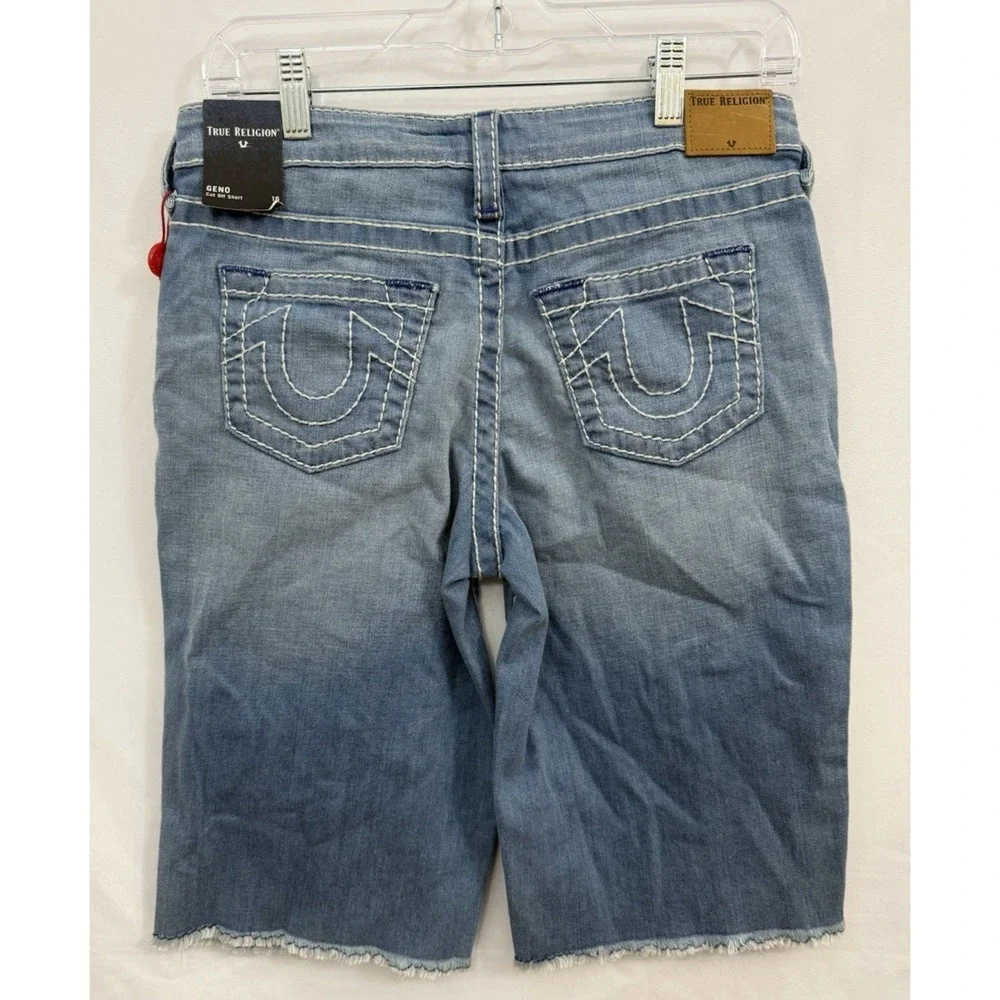 NWT True Religion Geno‎ Cut Off Short Youth Boys 16 Blue Denim